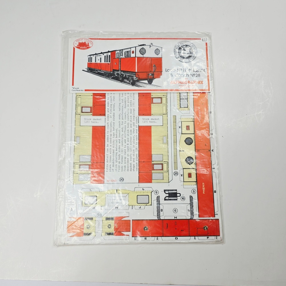 Alphagraphix 1/43 Card Model Kit Loco No 11 Phoenix Coach No 28 E11